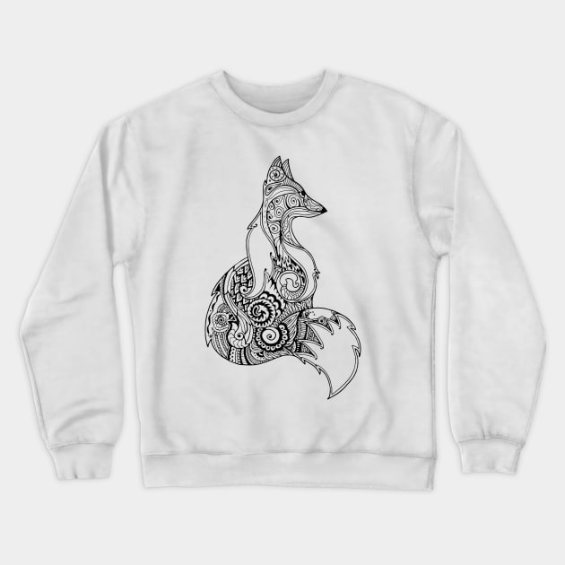 Zentangle monochrome fox Crewneck Sweatshirt by ComPix